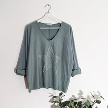 Load image into Gallery viewer, Casual Raised Star Top Light Teal
