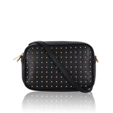 Load image into Gallery viewer, Black Leather Crossbody Bag With Gold Studs
