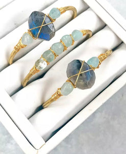 Labradorite Gold Plate Bangles