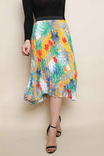 Load image into Gallery viewer, Tropical Print Pleated Midi Skirt
